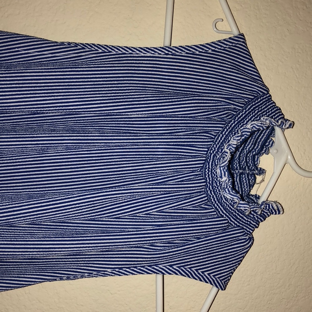 Blue striped high neck shirt